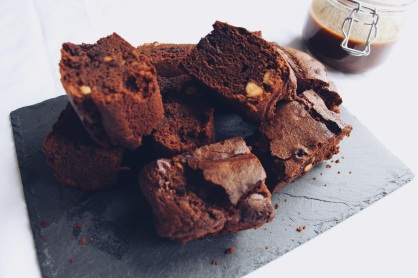 Dark chocolate and hazelnut brownies
